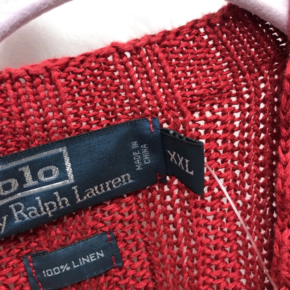 Polo Ralph Lauren Women V Neck Linen Sweater Size XXL Masi Red NWT - Picture 3 of 7